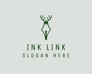 Deer Quill Pen  logo design