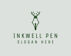 Deer Quill Pen  logo design