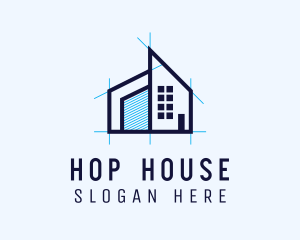 Blue House Plan logo design