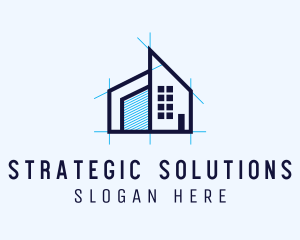 Blue House Plan logo design