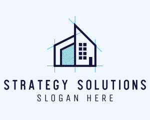 Blue House Plan logo design