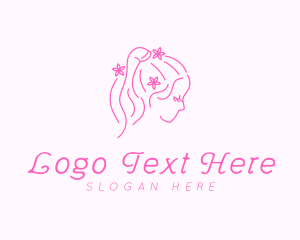 Girl Hair Flower logo