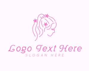 Girl Hair Flower Logo