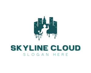 City Skyline Building Painter logo design