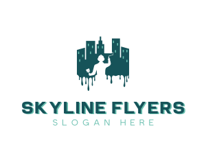 City Skyline Building Painter logo design