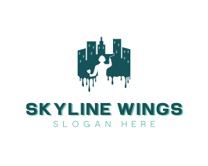 City Skyline Building Painter logo design