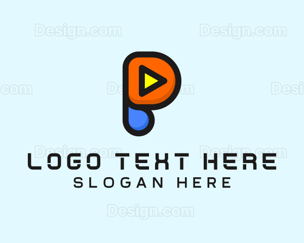 Play Button Letter P Logo