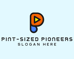 Play Button Letter P logo design