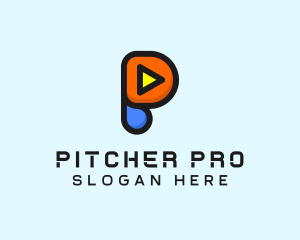 Play Button Letter P logo design