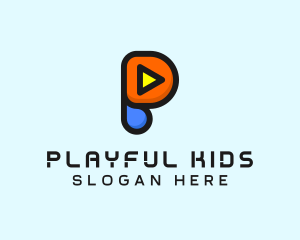 Play Button Letter P logo design