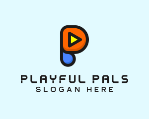 Play Button Letter P logo design