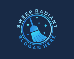 Sparkling Broom Sweeping  logo design