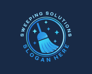 Sparkling Broom Sweeping  logo design