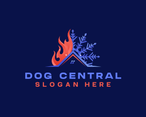 Fire Snowflake Ventilation HVAC logo design