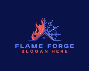 Fire Snowflake Ventilation HVAC logo design