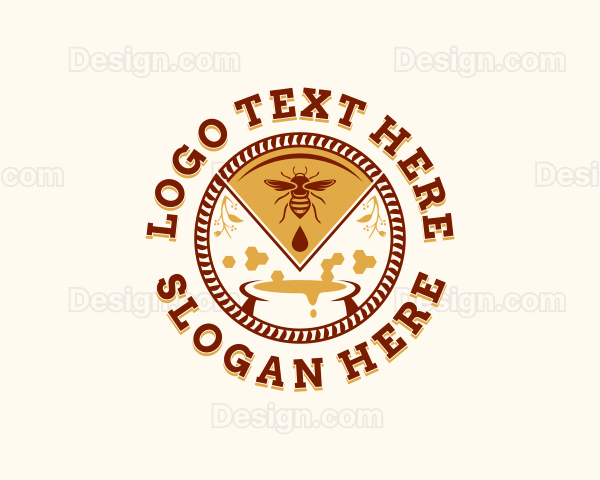 Honey Bee Honeycomb Logo