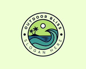 Tropical Island Beach Vacation logo design