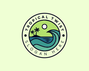 Tropical Island Beach Vacation logo design