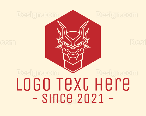 Dragon Hexagon Line Art Logo