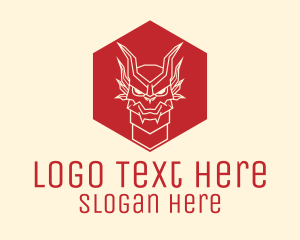 Dragon Hexagon Line Art Logo