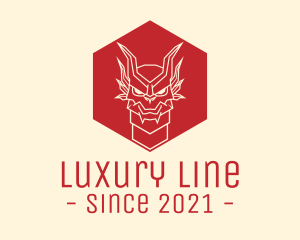 Dragon Hexagon Line Art logo design