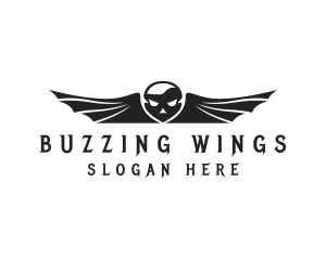 Outlaw Skull Bat Wings logo design