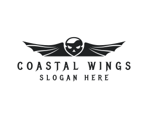 Outlaw Skull Bat Wings logo design