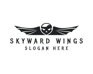 Outlaw Skull Bat Wings logo design