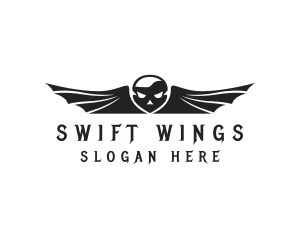 Outlaw Skull Bat Wings logo design