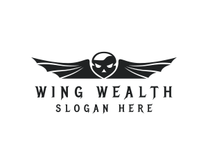 Outlaw Skull Bat Wings logo design