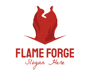 Red Horse Flame logo design