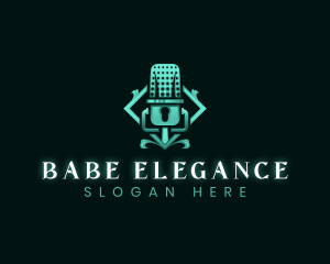 Elegant Podcast Microphone Radio logo design