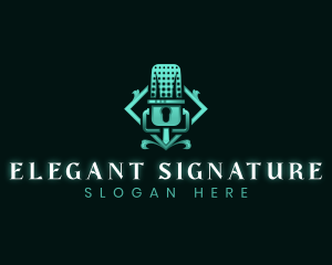 Elegant Podcast Microphone Radio logo design