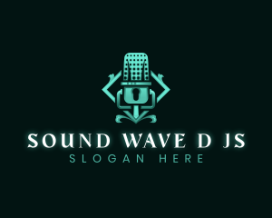 Elegant Podcast Microphone Radio logo design