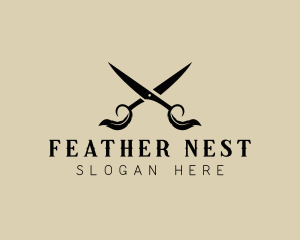 Scissor Feather Barbershop logo design