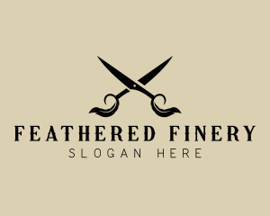 Scissor Feather Barbershop logo design