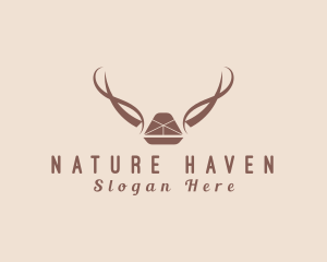 Natural Sled Antlers Rustic  logo design