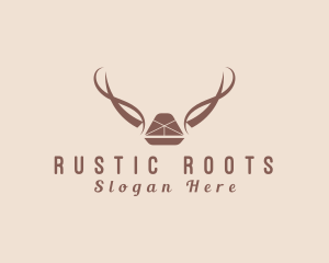 Natural Sled Antlers Rustic  logo design