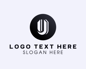 Monochrome - Circle Shape Letter U logo design