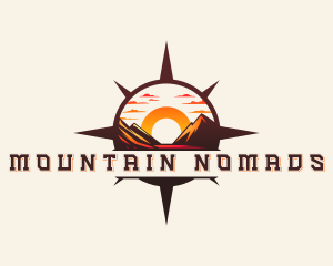 Sunset Compass Mountains logo design