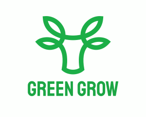 Green Bovine Bull Cow logo design