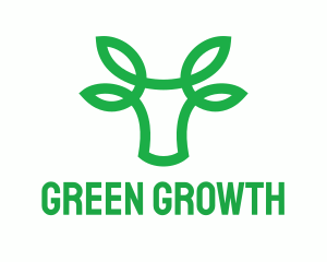 Green Bovine Bull Cow logo design