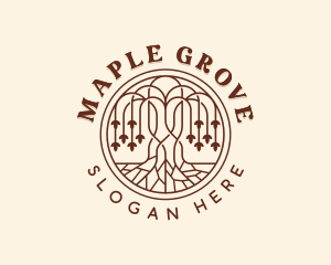 Maple Leaf Tree logo design