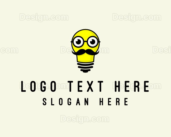 Light Bulb Mustache Logo