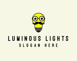 Light Bulb Mustache logo design