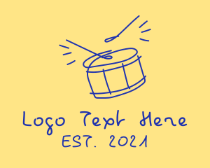 Drums - Blue Drum Line Art logo design