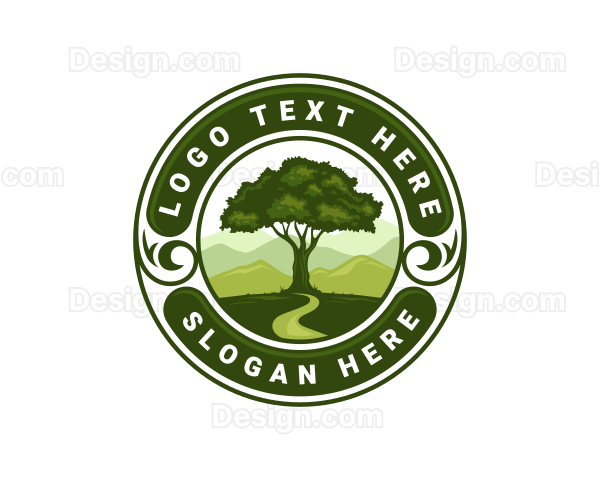 Tree Landscaping Mountain Logo