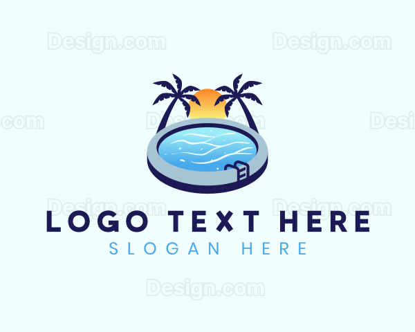 Swimming Pool Sunset Logo