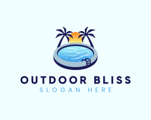 Swimming Pool Sunset logo design