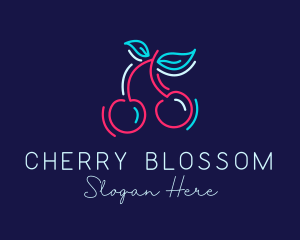 Neon Cherry Fruit logo design